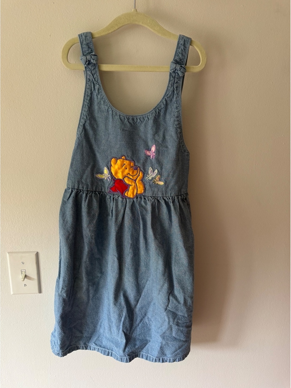 VTG Winnie The Pooh Embroidered Jean Dress 6x